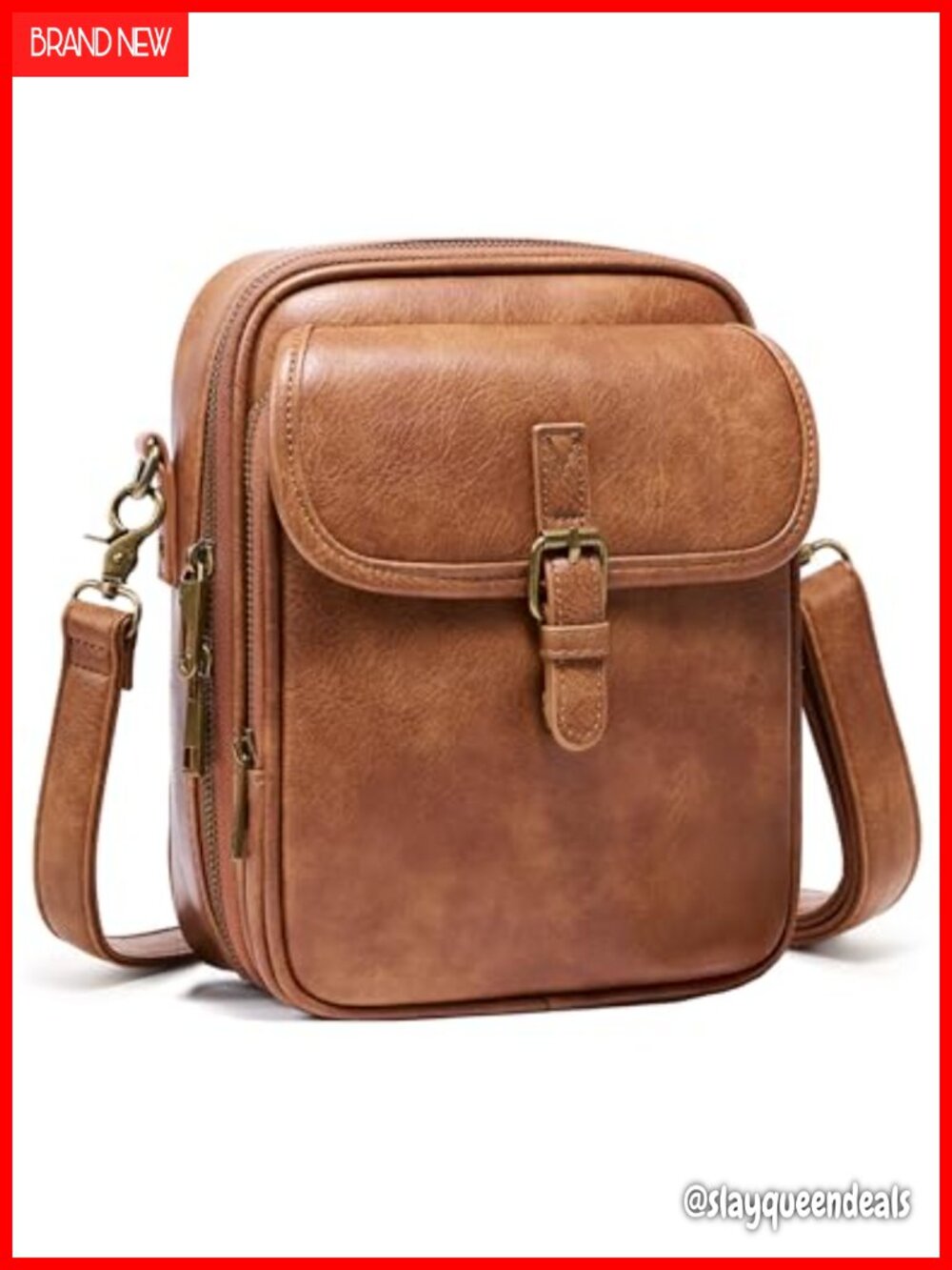 Vegan Leather Crossbody Bag Anti-Theft Messenger Purse Card Slots